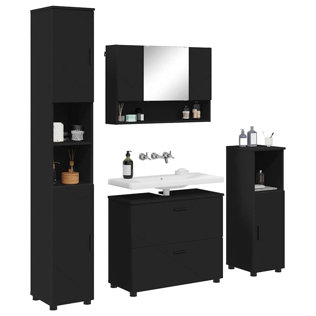 Ensemble de mobilier de salle de bain 4 pc Noir