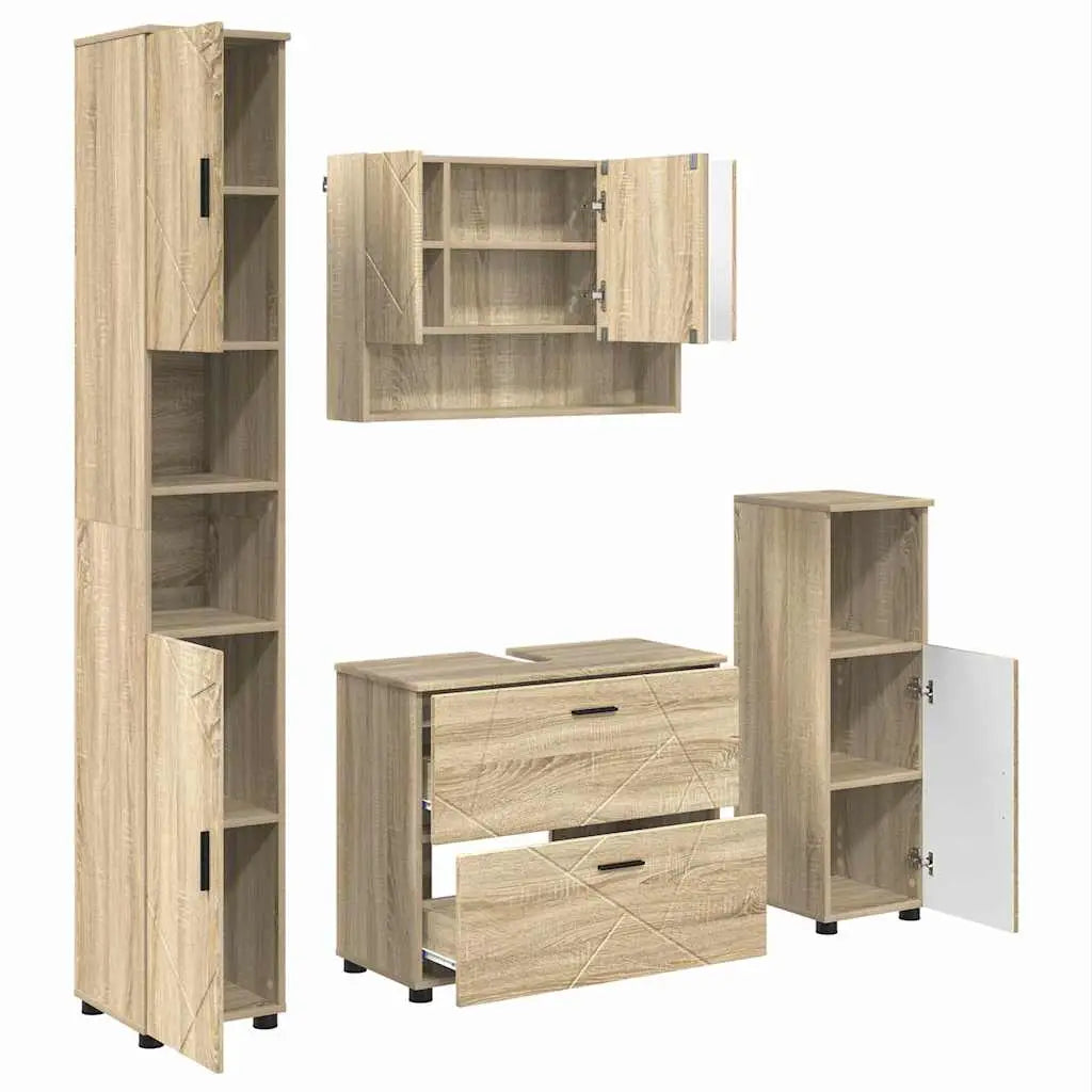 Ensemble de mobilier de salle de bain 4 pc Chêne Sonoma - XIOS
