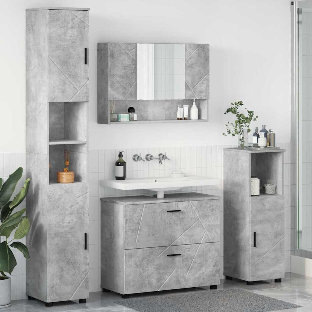 Ensemble de mobilier de salle de bain 4 pc Gris béton