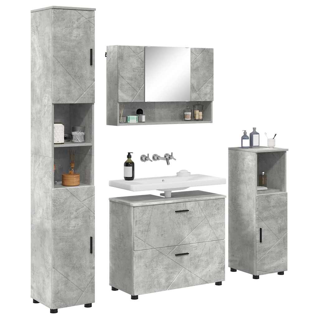 Ensemble de mobilier de salle de bain 4 pc Gris béton