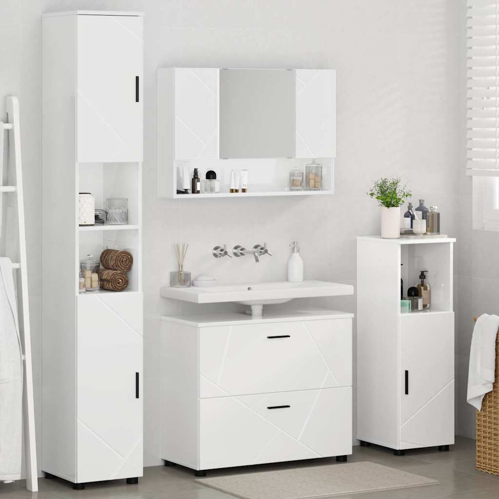 Ensemble de mobilier de salle de bain 4 pc Blanc brillant