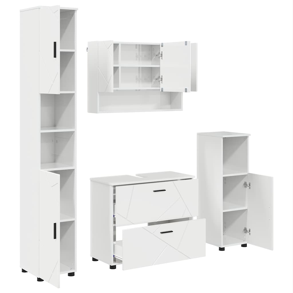 Ensemble de mobilier de salle de bain 4 pc Blanc brillant