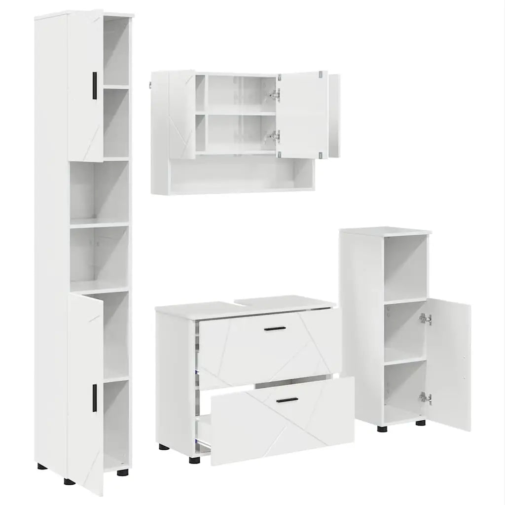 Ensemble de mobilier de salle de bain 4 pc Blanc brillant - XIOS