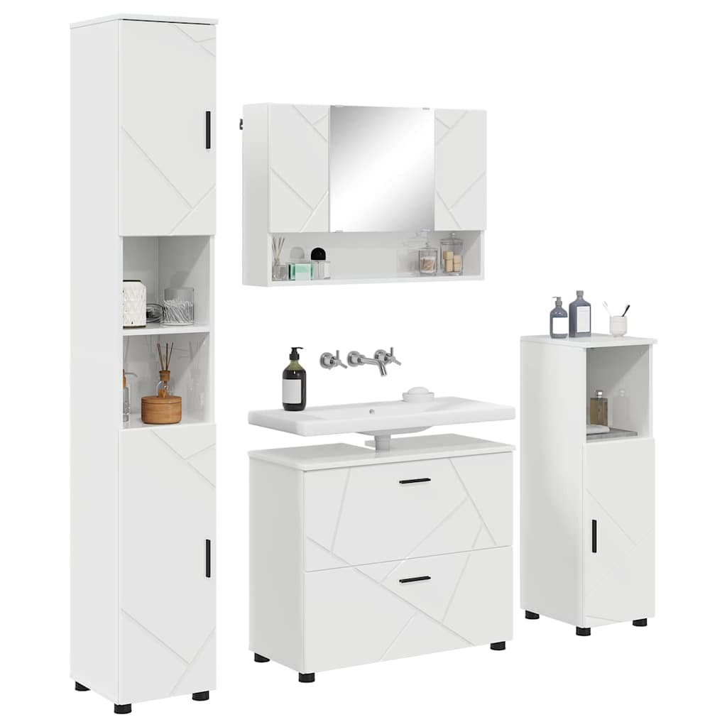 Ensemble de mobilier de salle de bain 4 pc Blanc brillant