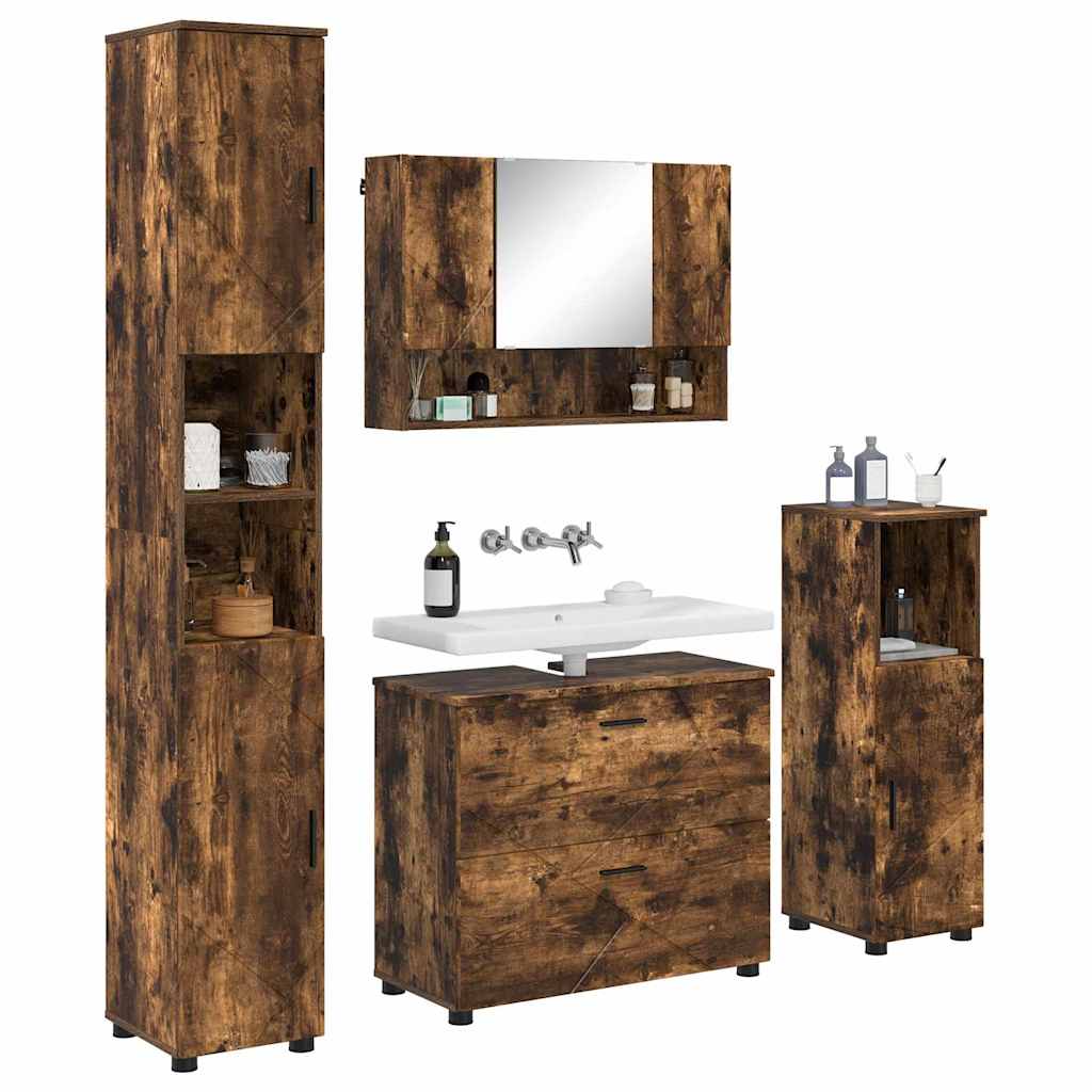 Ensemble de mobilier de salle de bain 4 pc Chêne fumé