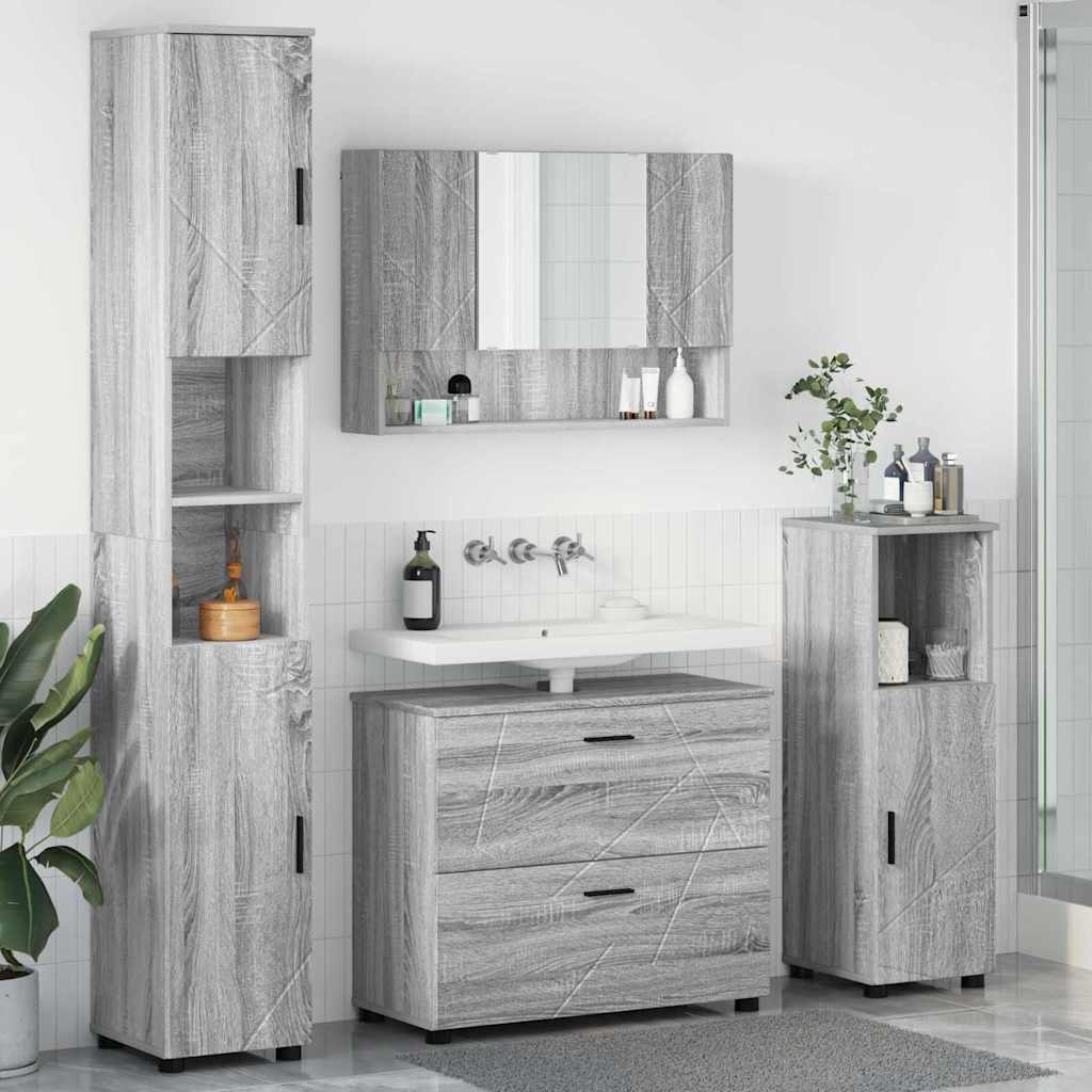 Ensemble de mobilier de salle de bain 4 pc Gris Sonoma - XIOS