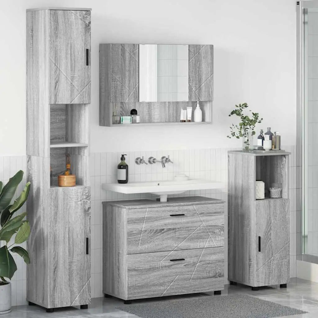 Ensemble de mobilier de salle de bain 4 pc Gris Sonoma - XIOS