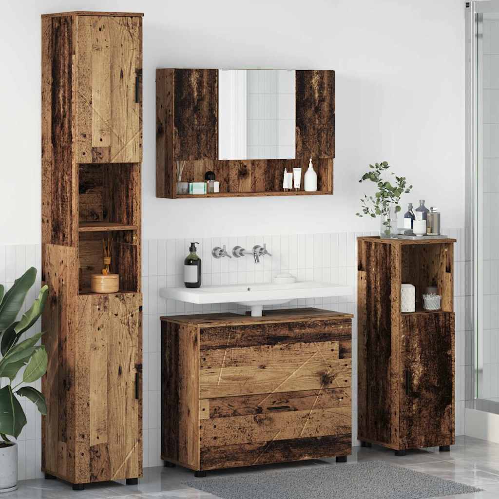 Ensemble de mobilier de salle de bain 4 pc Bois Ancien
