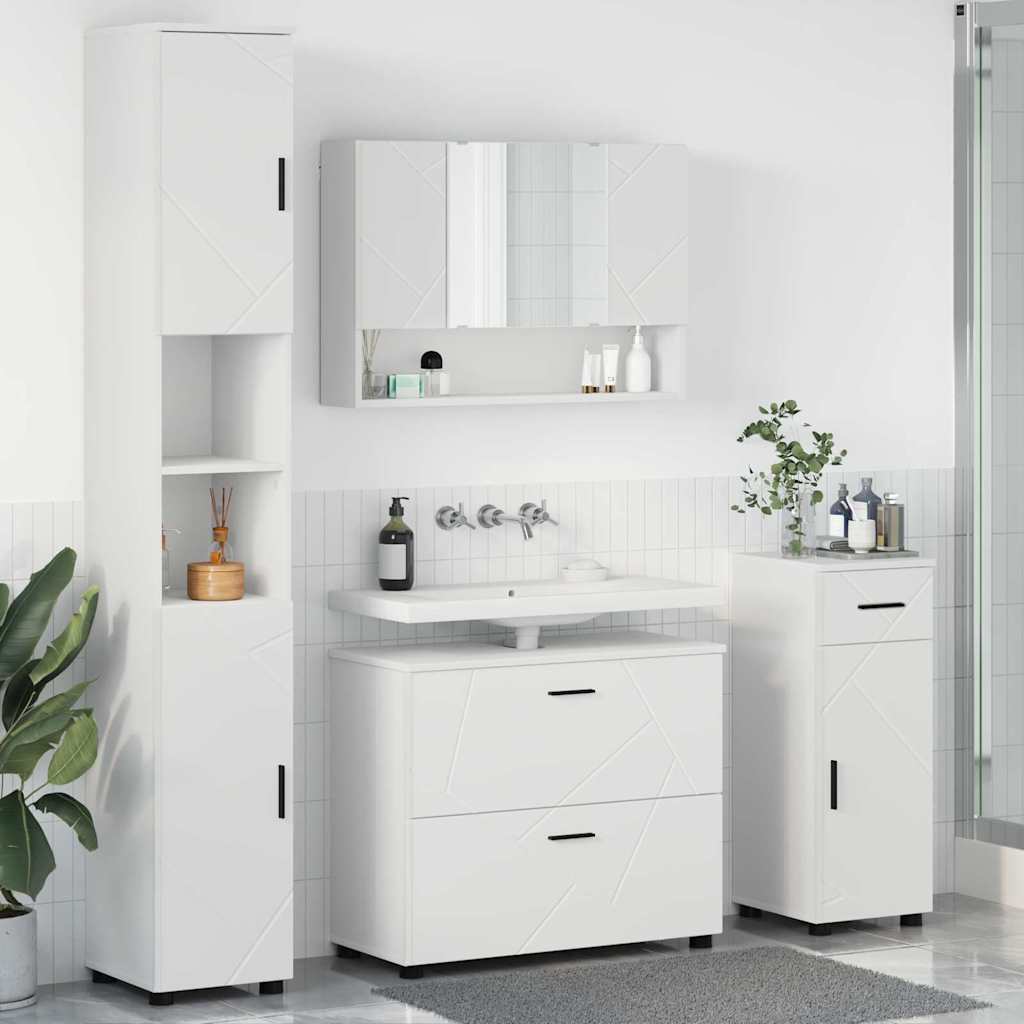 Ensemble de mobilier de salle de bain 4 pièces Blanc