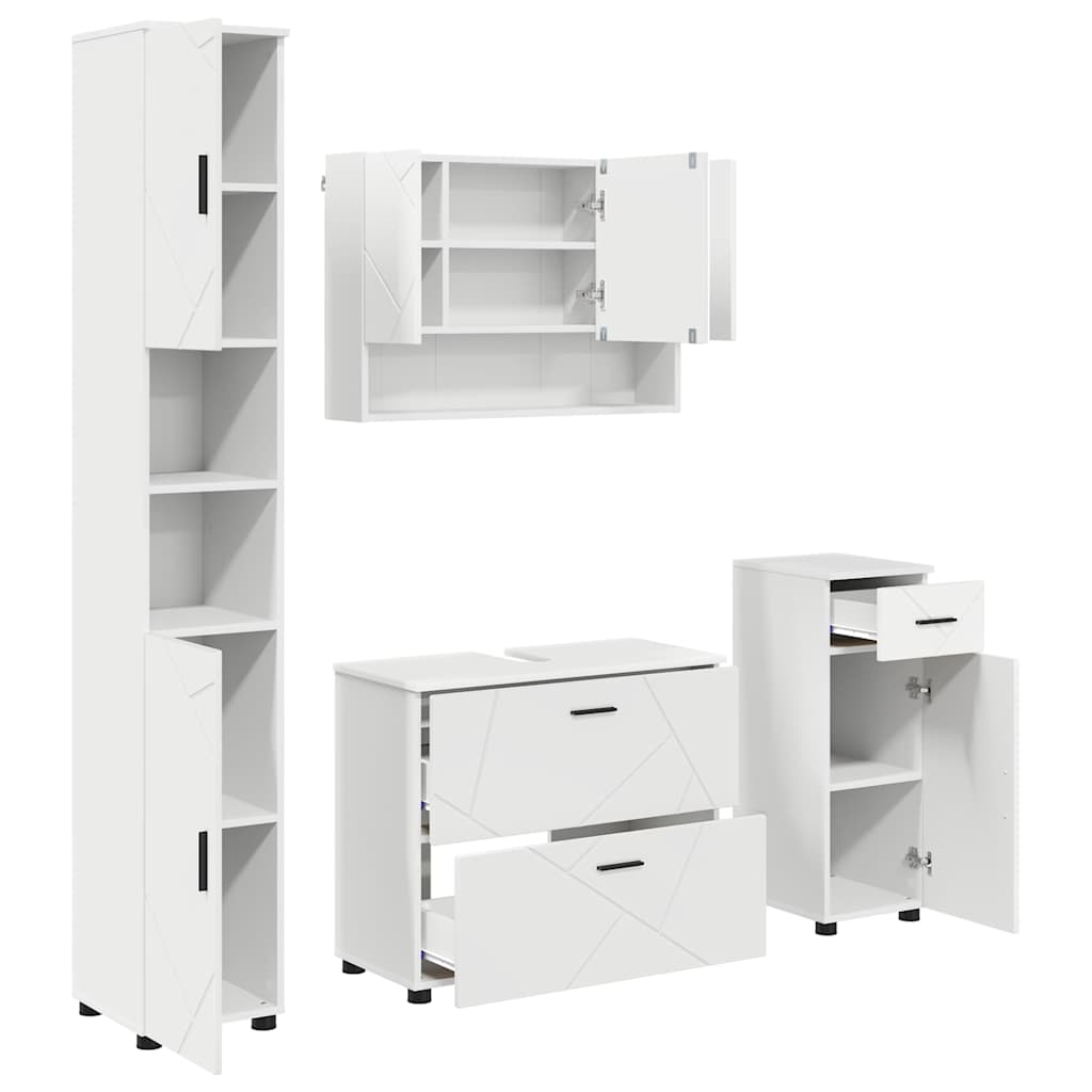 Ensemble de mobilier de salle de bain 4 pièces Blanc