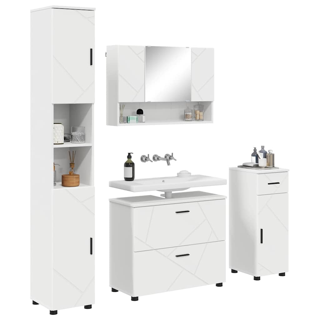 Ensemble de mobilier de salle de bain 4 pièces Blanc