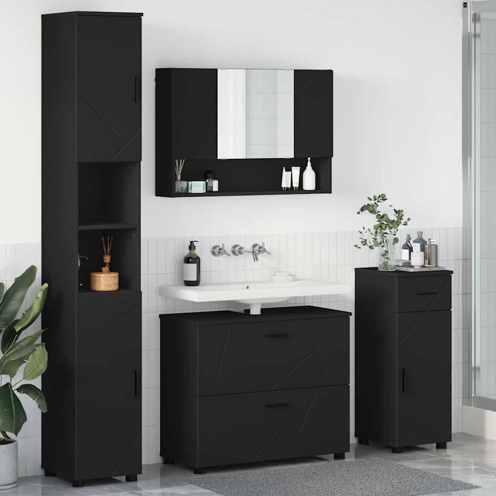 Ensemble de mobilier de salle de bain 4 pc Noir