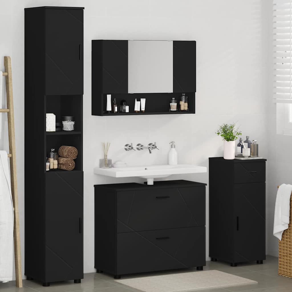 Ensemble de mobilier de salle de bain 4 pc Noir