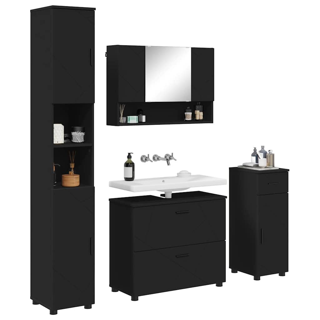 Ensemble de mobilier de salle de bain 4 pc Noir