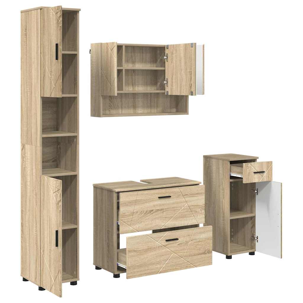 Ensemble de mobilier de salle de bain 4 pc Chêne Sonoma