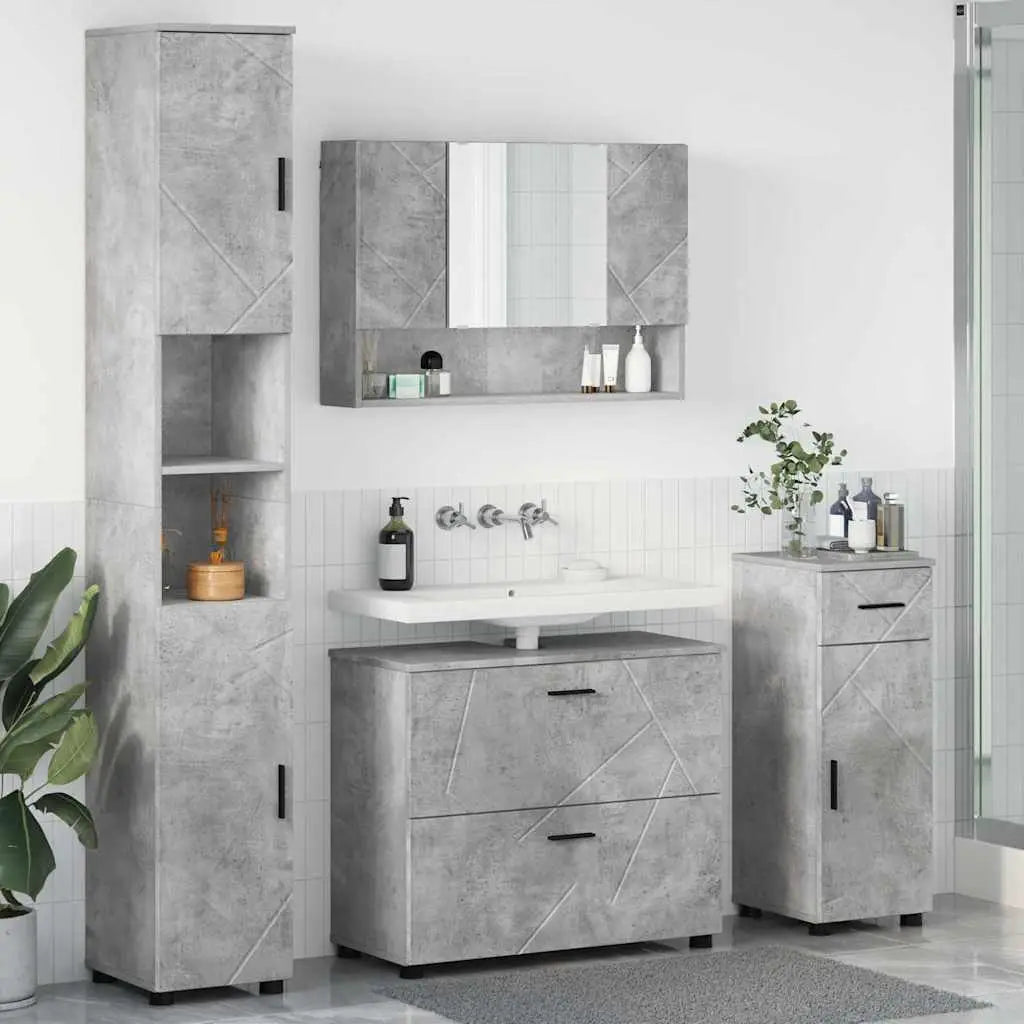 Ensemble de mobilier de salle de bain 4 pc Gris béton - XIOS