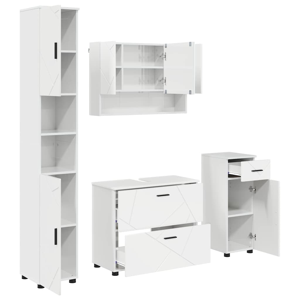 Ensemble de mobilier de salle de bain 4 pc Blanc brillant