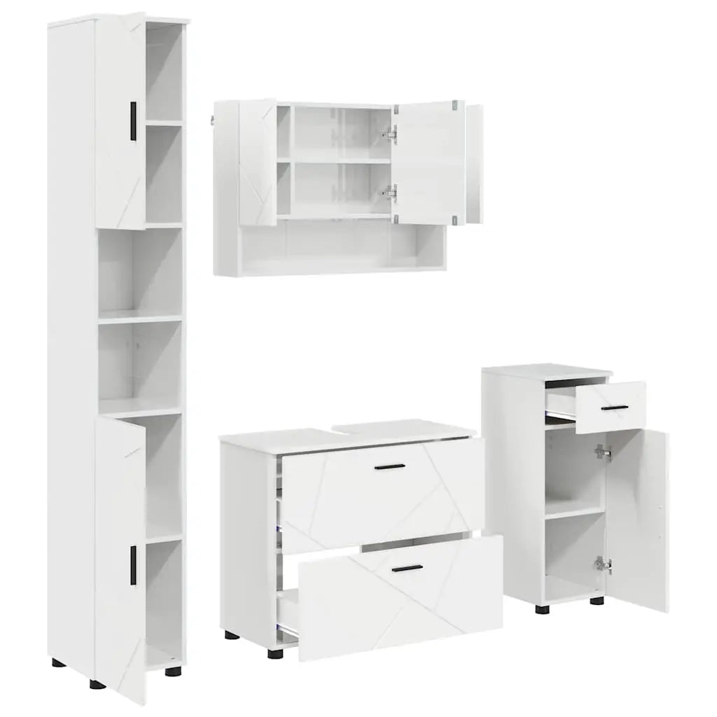 Ensemble de mobilier de salle de bain 4 pc Blanc brillant - XIOS