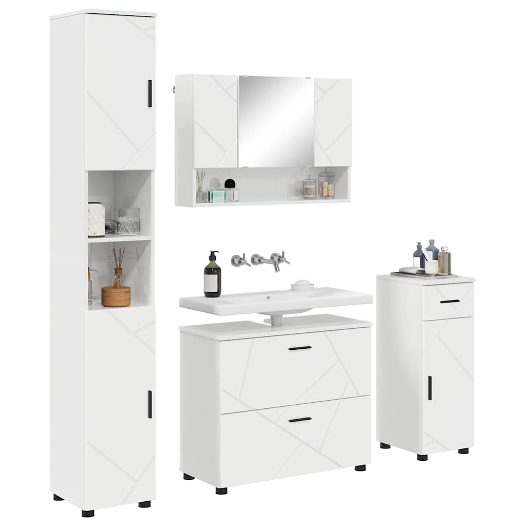 Ensemble de mobilier de salle de bain 4 pc Blanc brillant