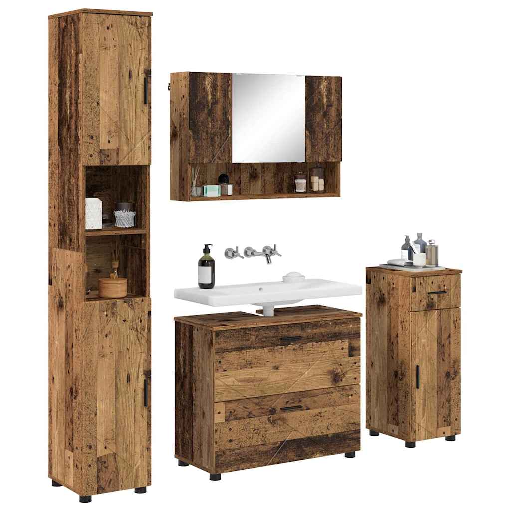 Ensemble de mobilier de salle de bain 4 pièces Bois Ancien