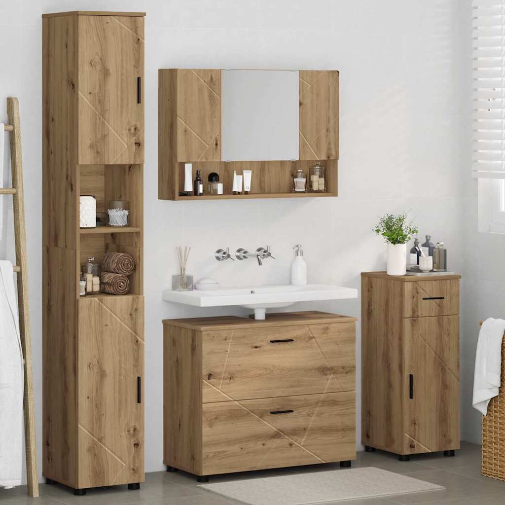Ensemble de mobilier de salle de bain 4 pc Chêne artisanal