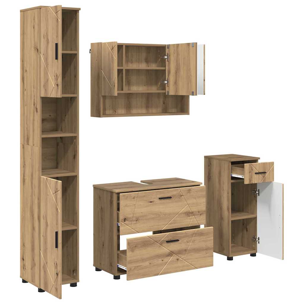 Ensemble de mobilier de salle de bain 4 pc Chêne artisanal