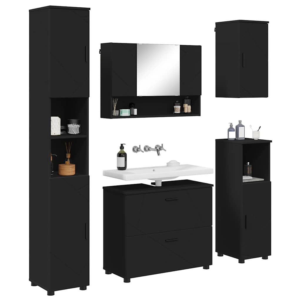 Ensemble de mobilier de salle de bain 5 pc Noir