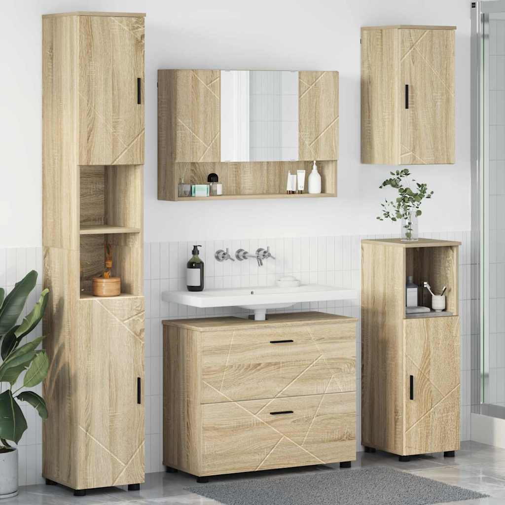 Ensemble de mobilier de salle de bain 5 pc Chêne Sonoma