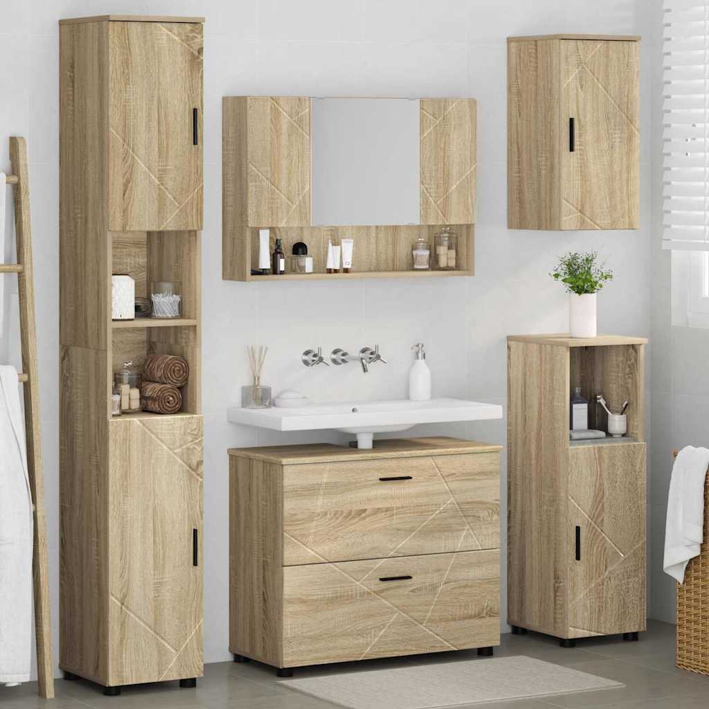 Ensemble de mobilier de salle de bain 5 pc Chêne Sonoma
