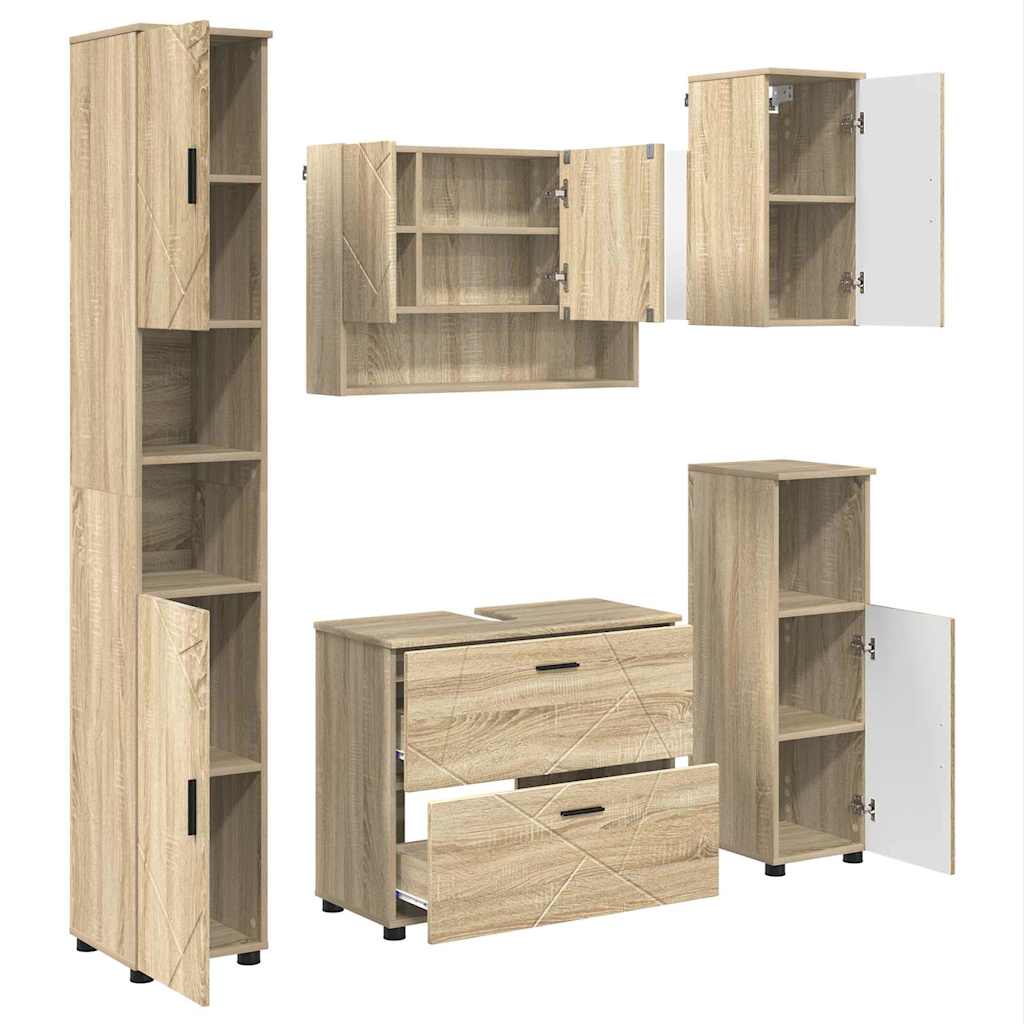 Ensemble de mobilier de salle de bain 5 pc Chêne Sonoma