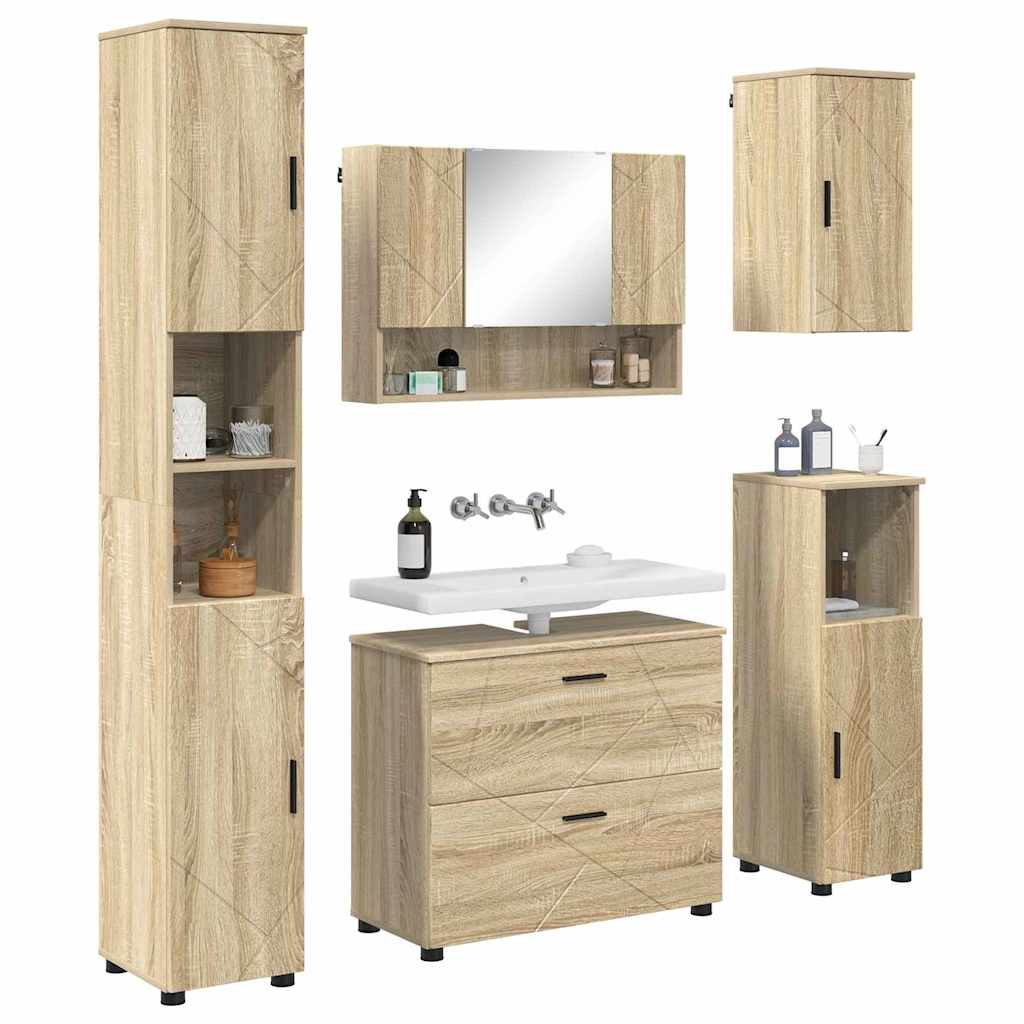 Ensemble de mobilier de salle de bain 5 pc Chêne Sonoma