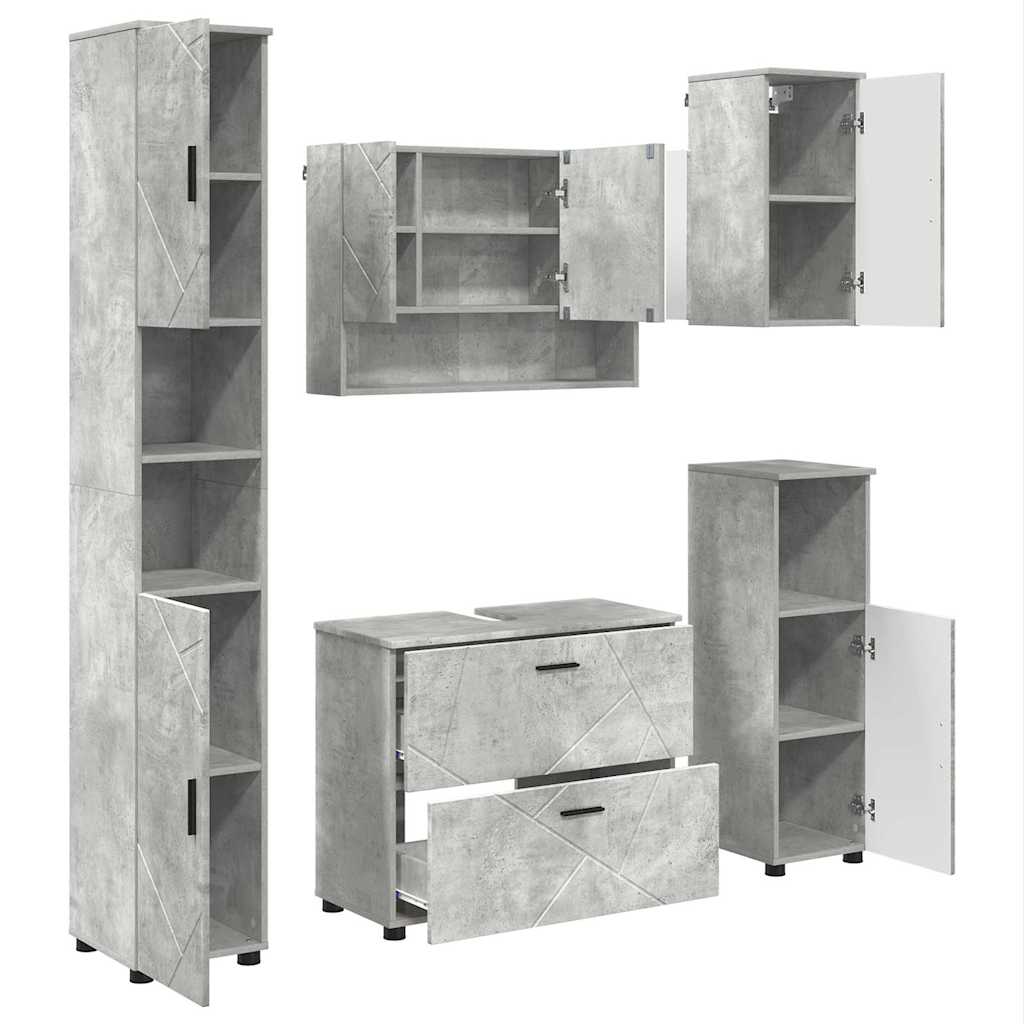 Ensemble de mobilier de salle de bain 5 pc Gris béton
