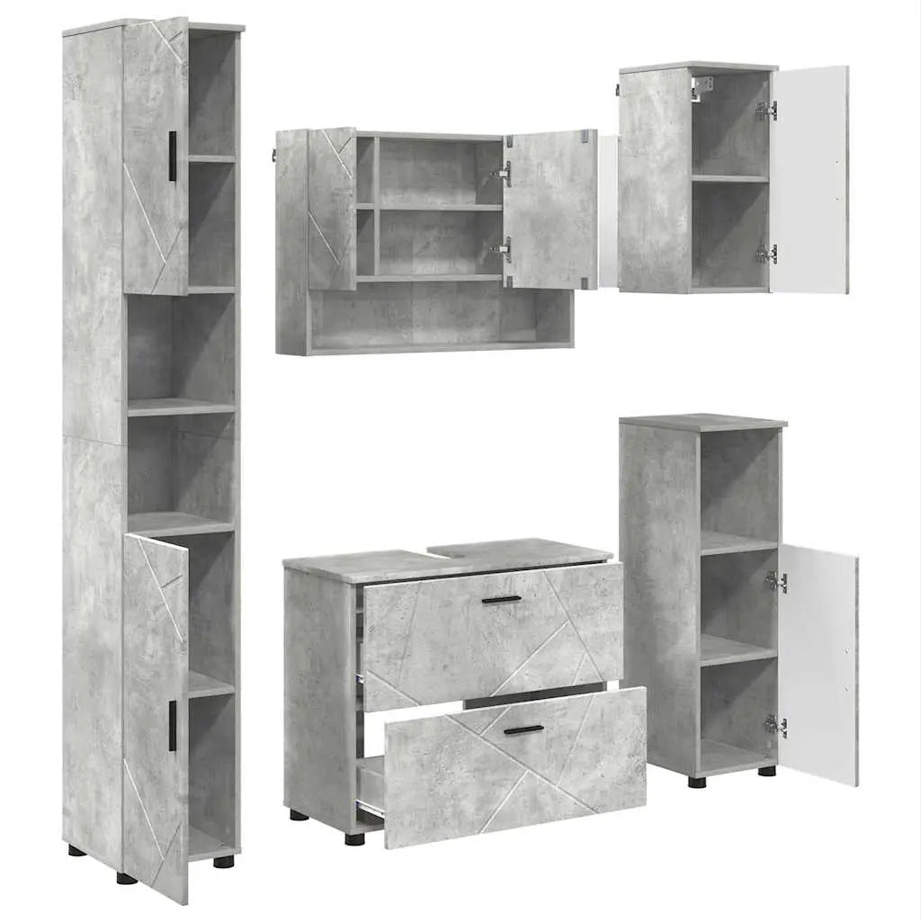 Ensemble de mobilier de salle de bain 5 pc Gris béton - XIOS