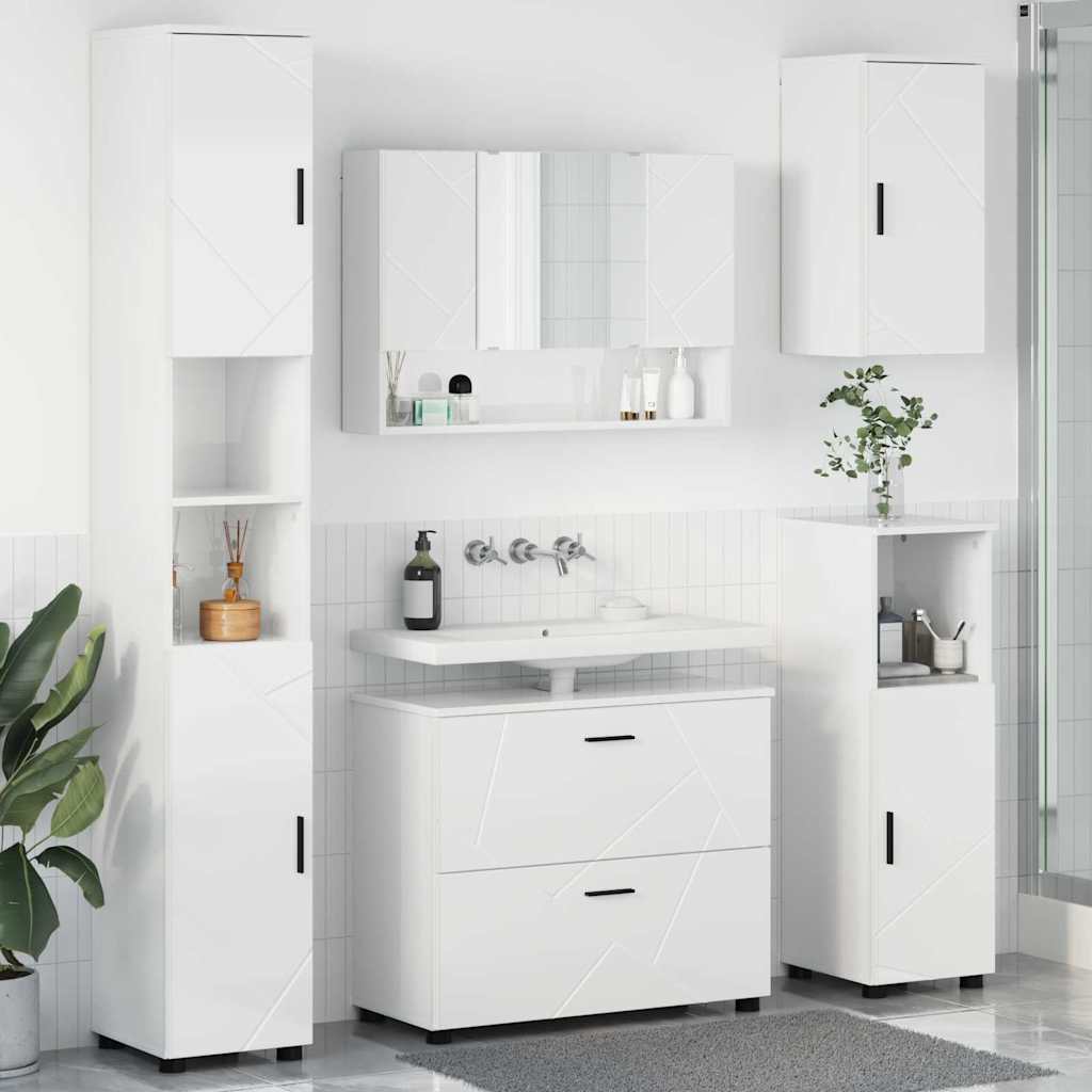 Ensemble de mobilier de salle de bain 5 pc Blanc brillant