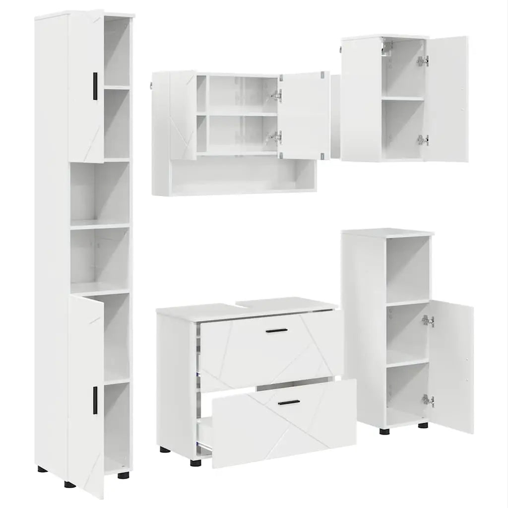 Ensemble de mobilier de salle de bain 5 pc Blanc brillant - XIOS