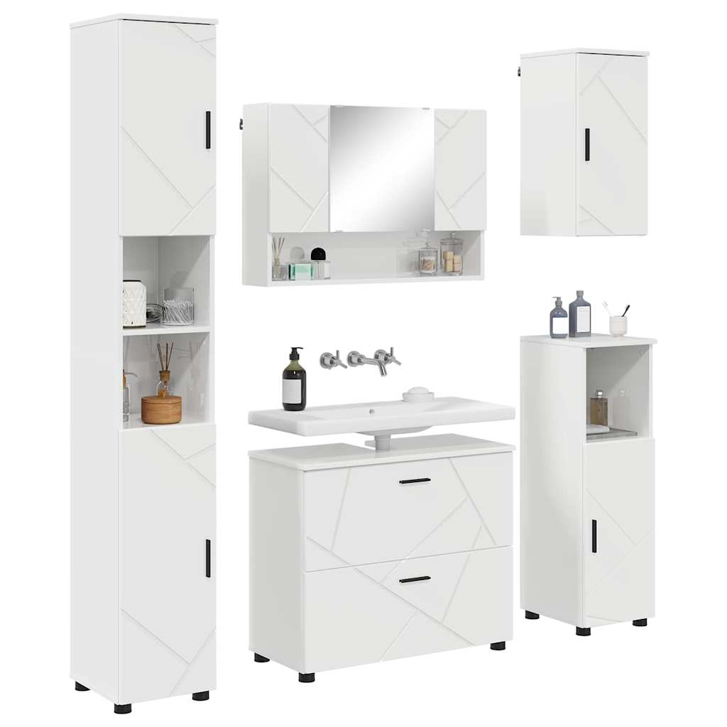 Ensemble de mobilier de salle de bain 5 pc Blanc brillant
