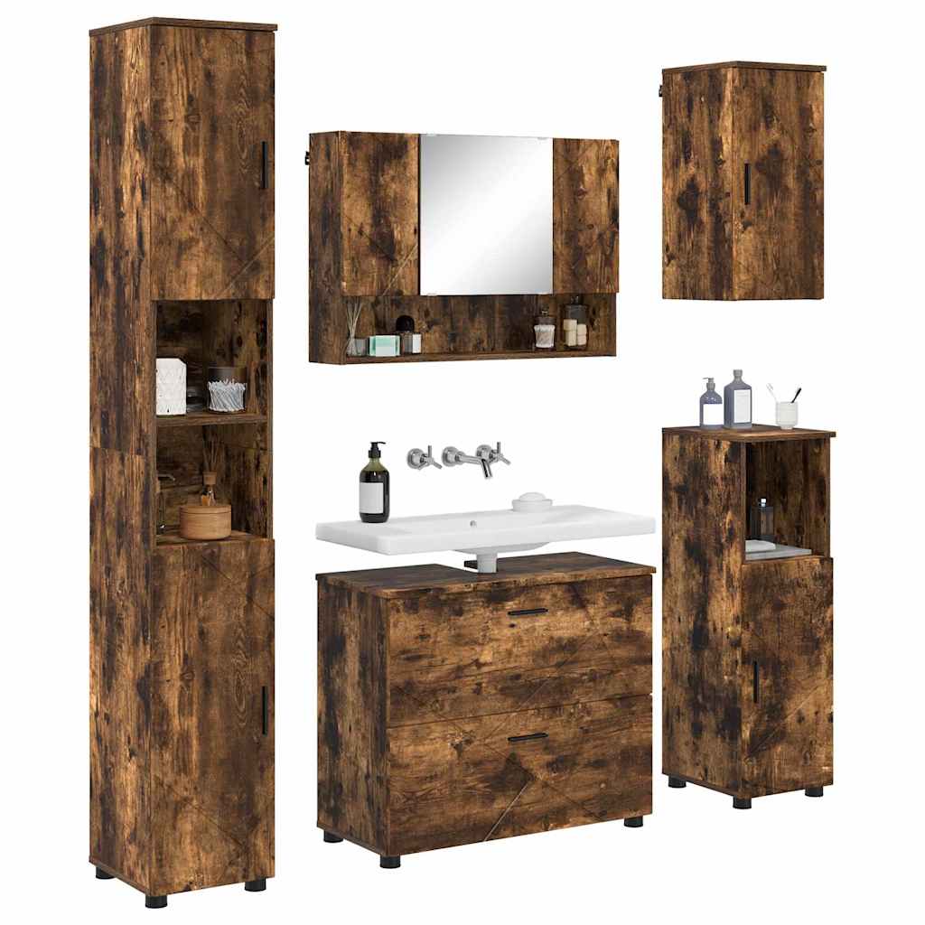 Ensemble de mobilier de salle de bain 5 pc Chêne fumé