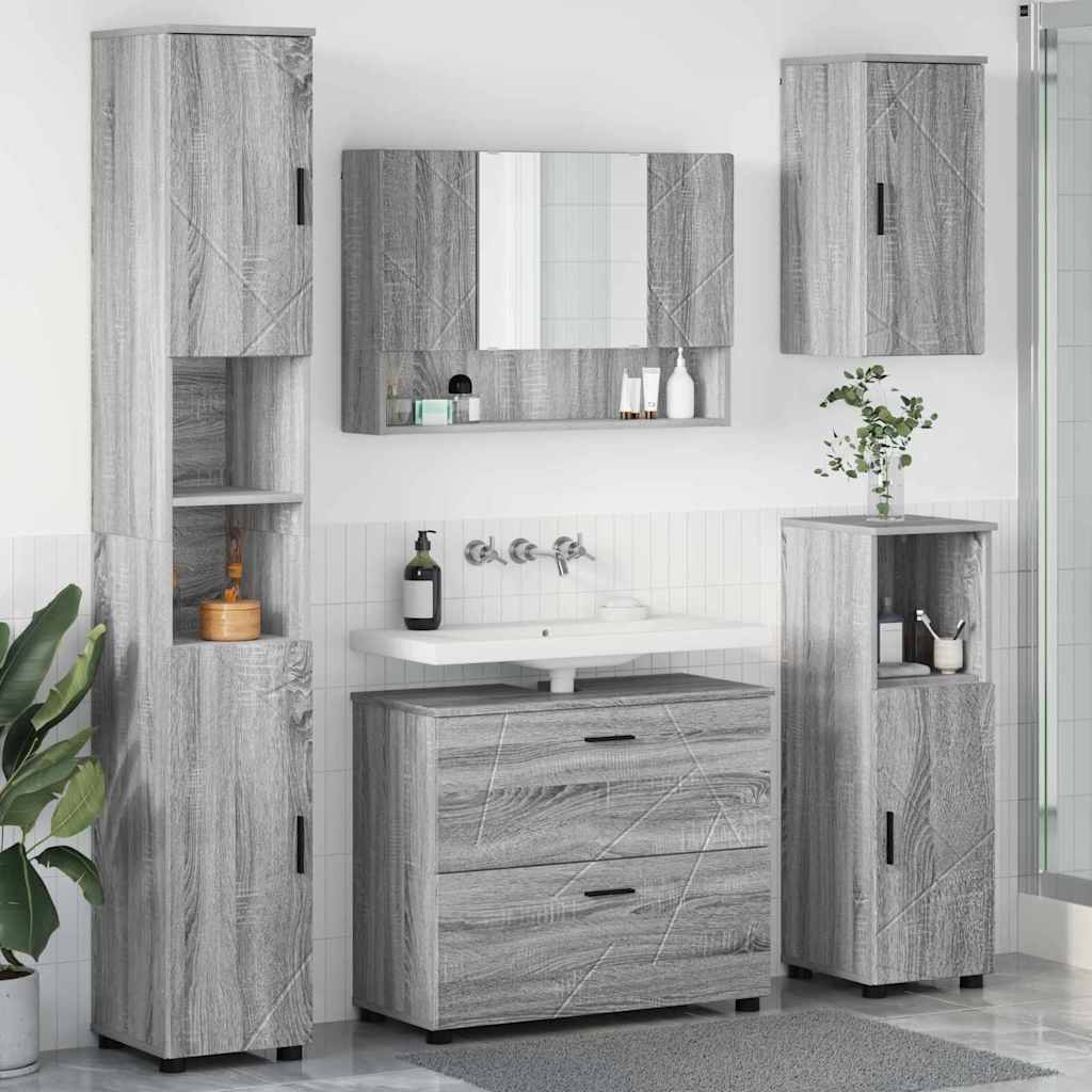 Ensemble de mobilier de salle de bain 5 pc Gris Sonoma