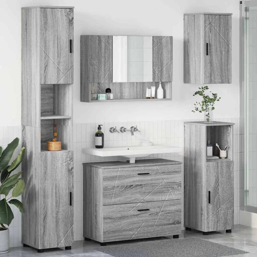 Ensemble de mobilier de salle de bain 5 pc Gris Sonoma - XIOS