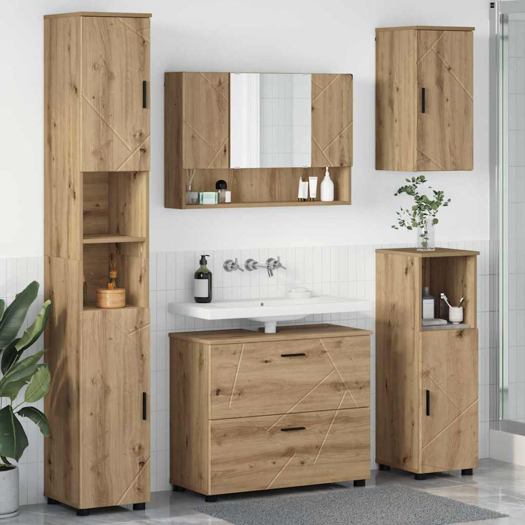 Ensemble de mobilier de salle de bain 5 pc Chêne artisanal