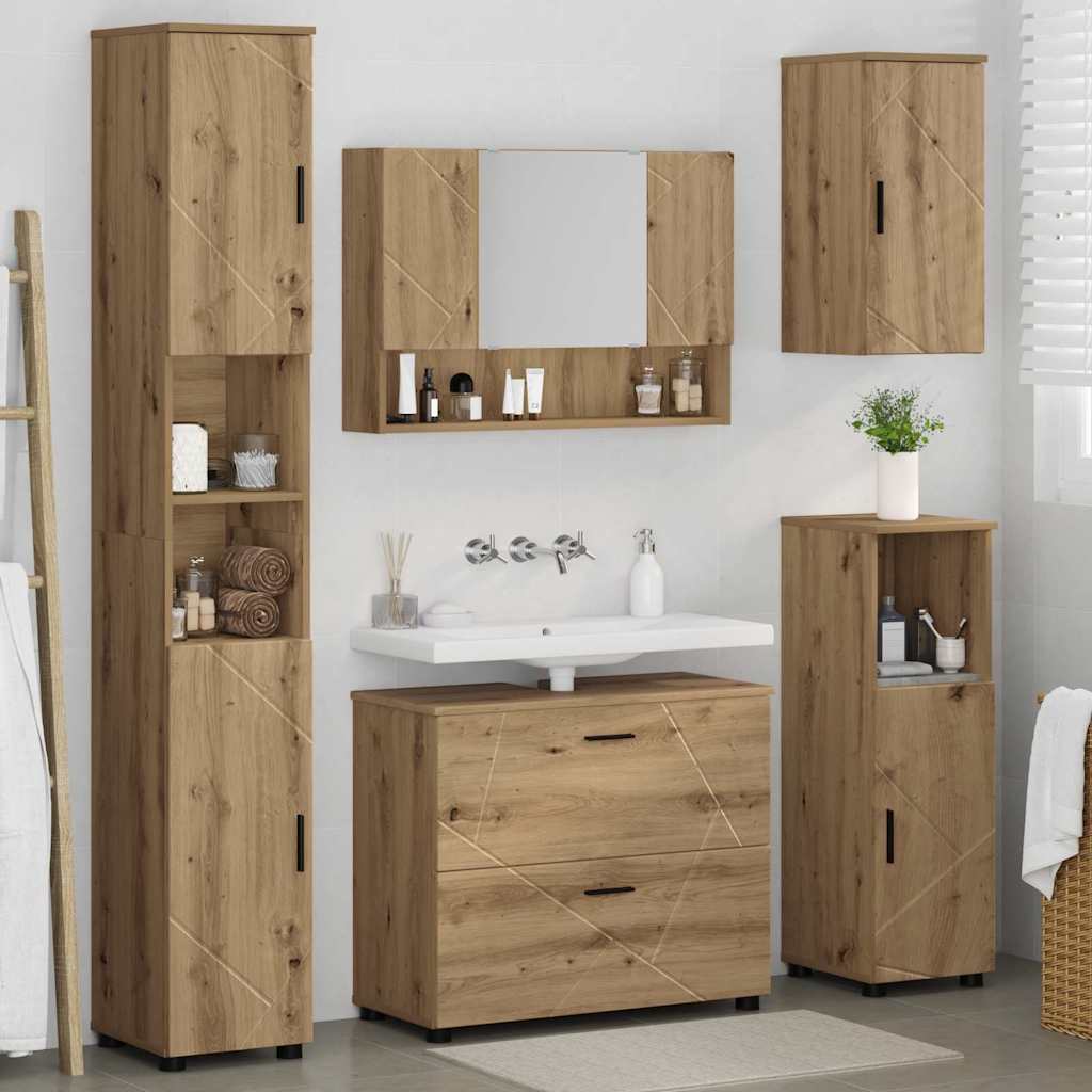 Ensemble de mobilier de salle de bain 5 pc Chêne artisanal