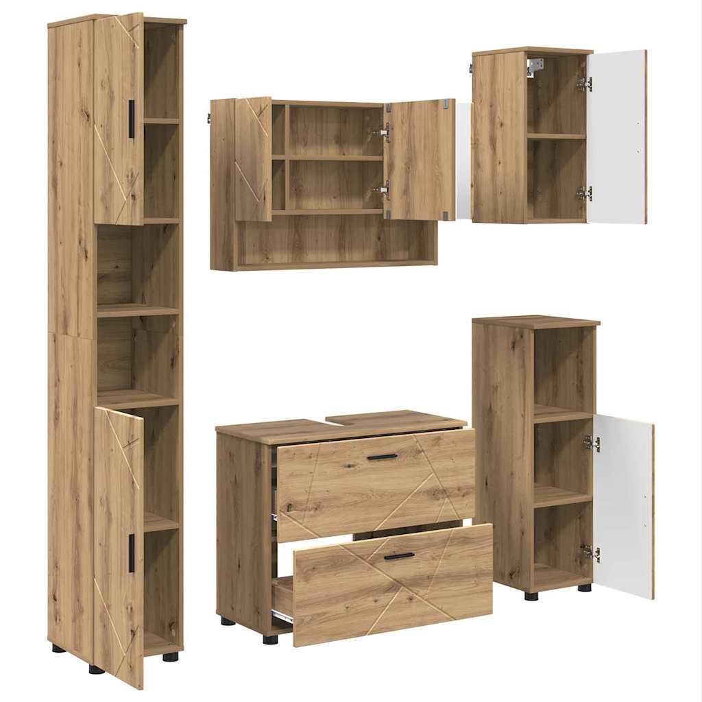 Ensemble de mobilier de salle de bain 5 pc Chêne artisanal