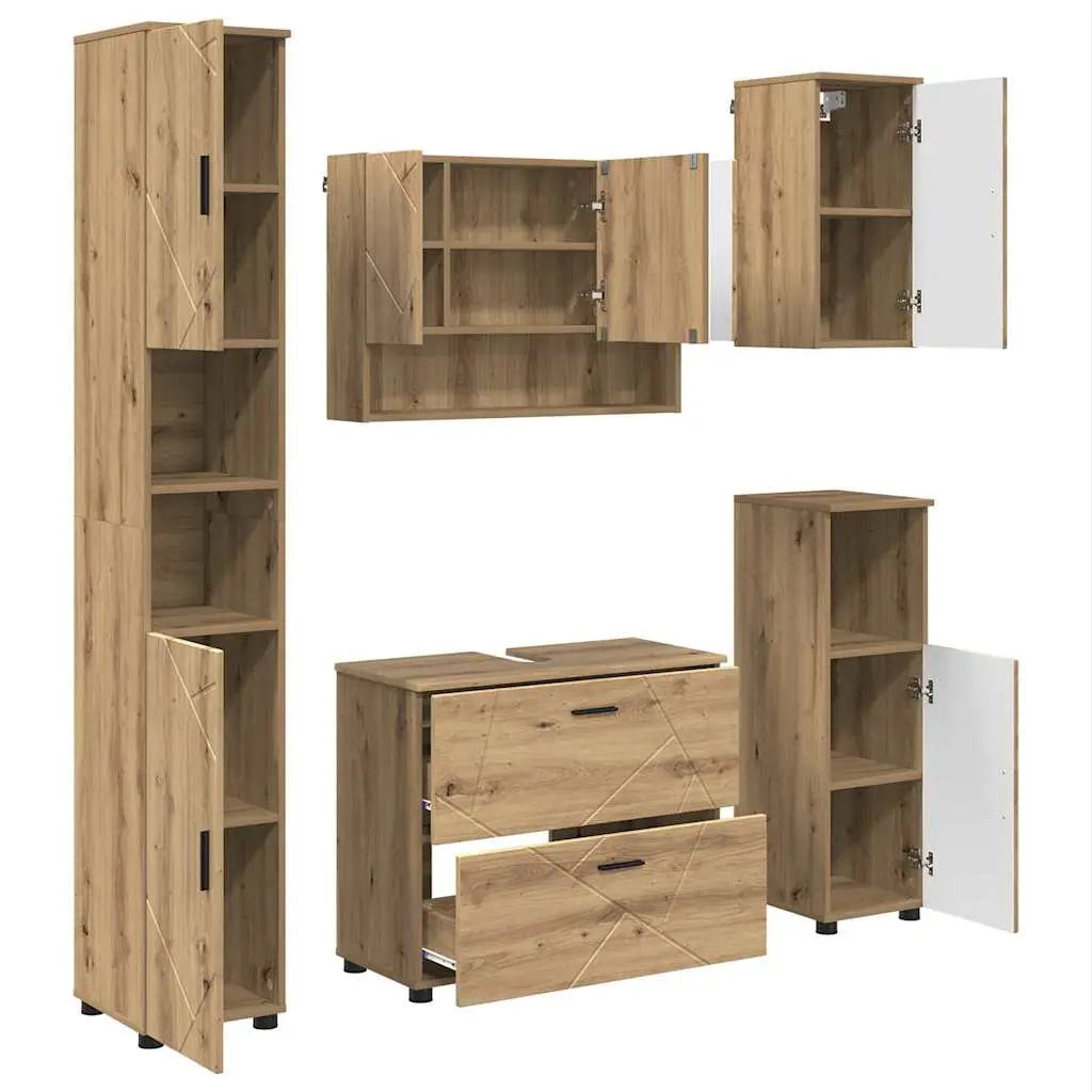Ensemble de mobilier de salle de bain 5 pc Chêne artisanal - XIOS