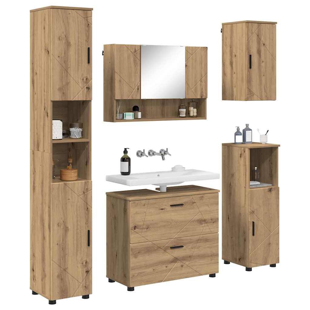 Ensemble de mobilier de salle de bain 5 pc Chêne artisanal