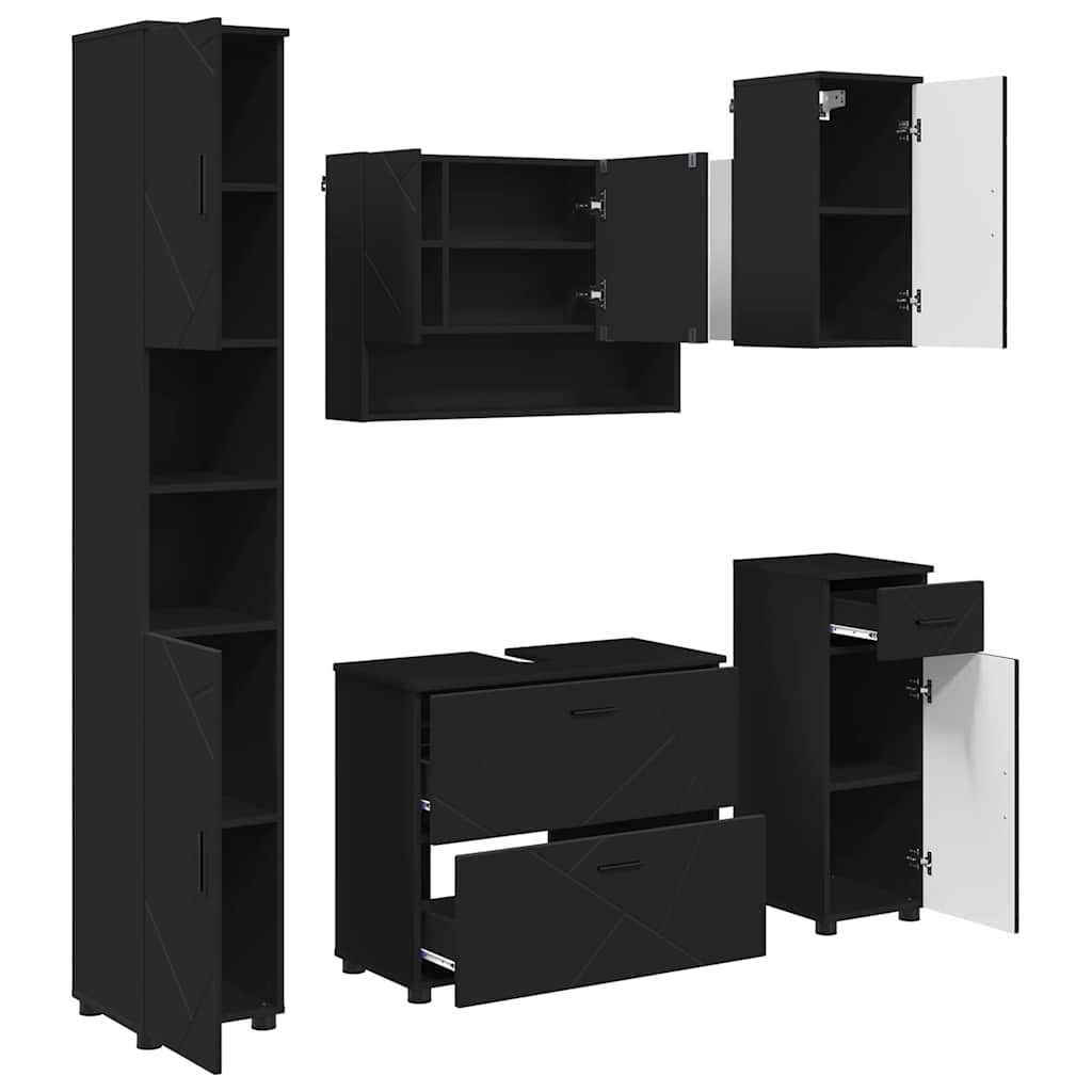 Ensemble de mobilier de salle de bain 5 pc Noir
