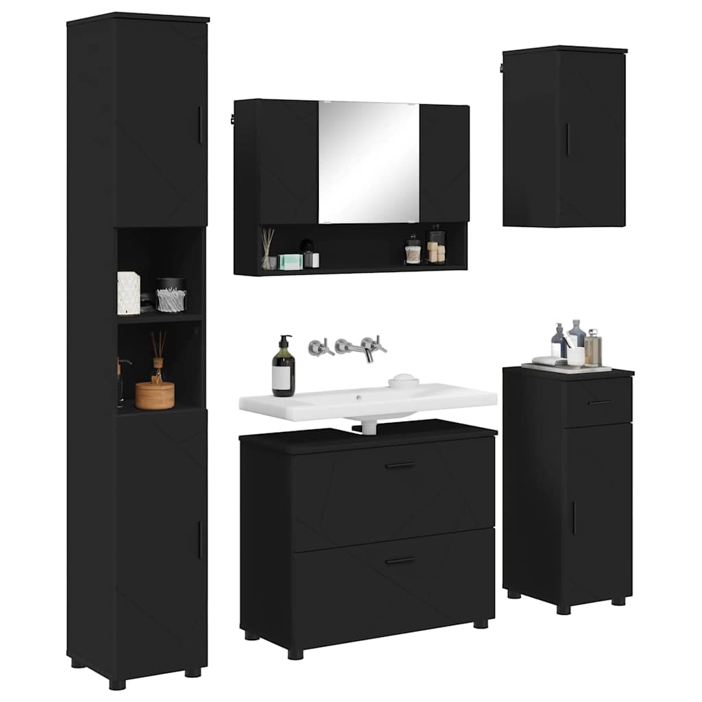 Ensemble de mobilier de salle de bain 5 pc Noir
