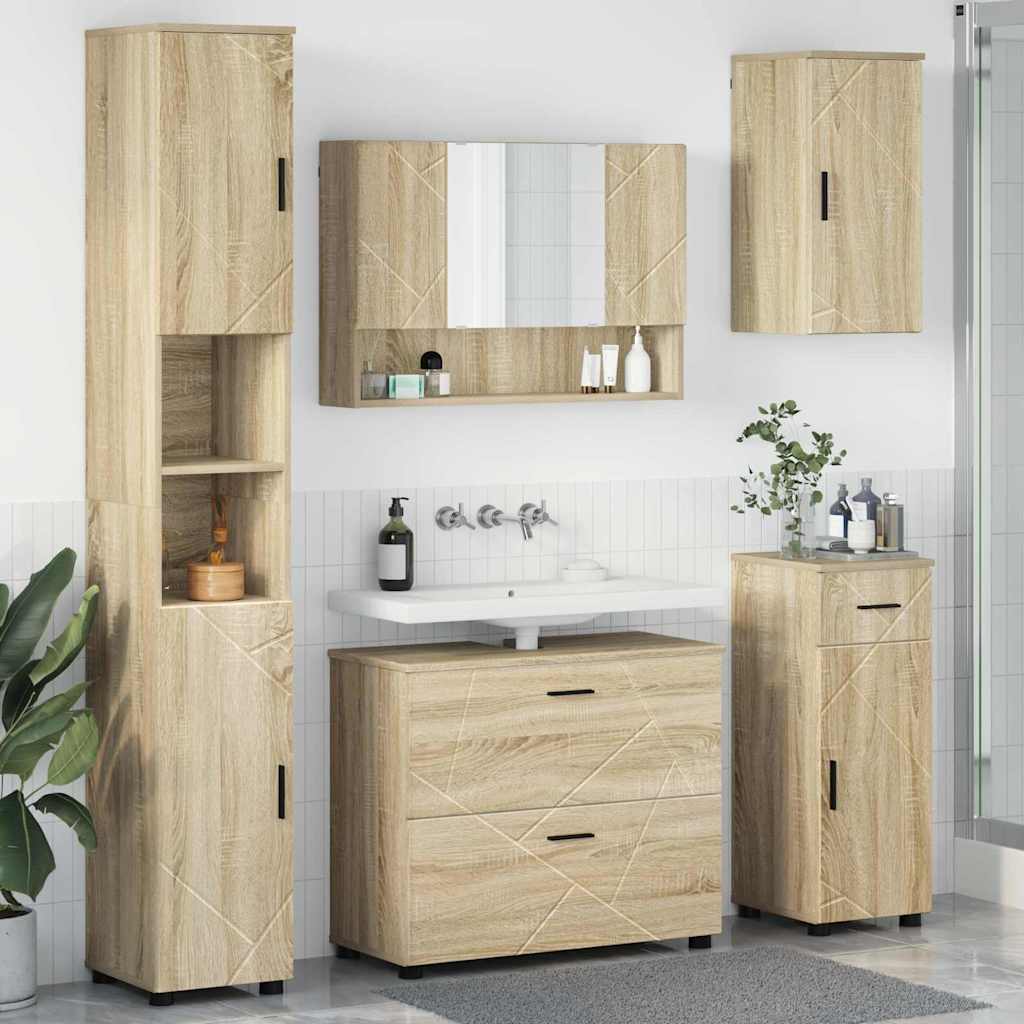 Ensemble de mobilier de salle de bain 5 pc Chêne Sonoma