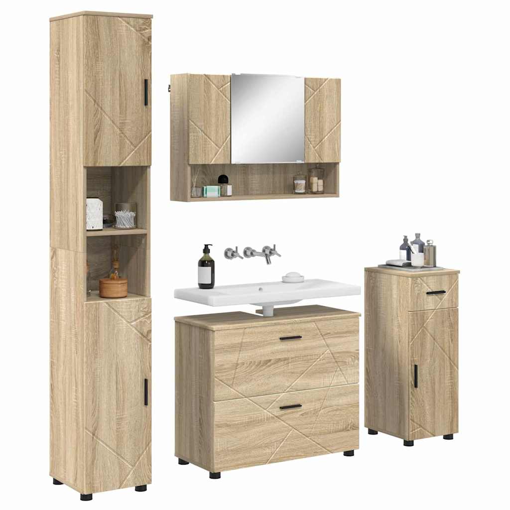 Ensemble de mobilier de salle de bain 5 pc Chêne Sonoma