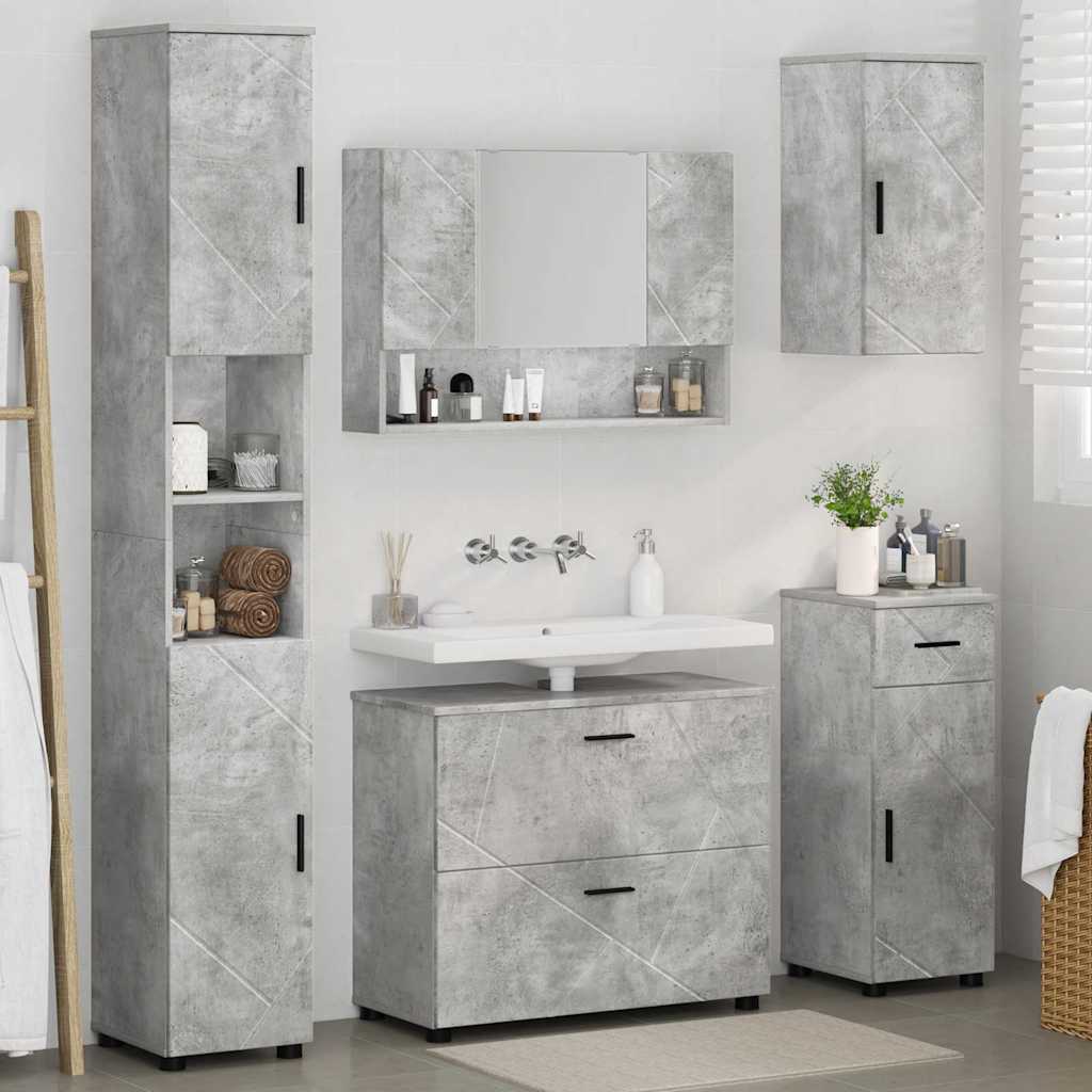 Ensemble de mobilier de salle de bain 5 pc Gris béton