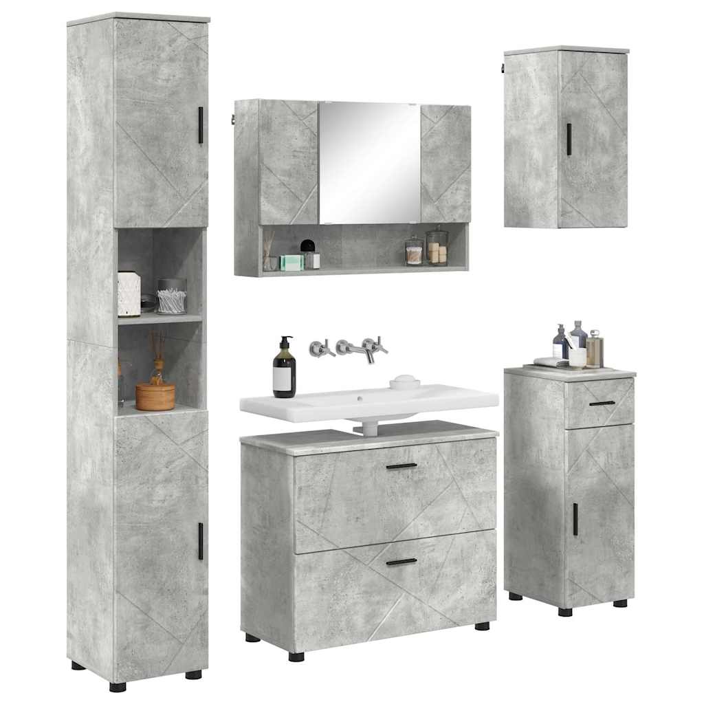 Ensemble de mobilier de salle de bain 5 pc Gris béton
